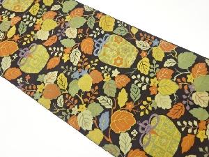 仕覆に草花模様織出し洒落袋帯